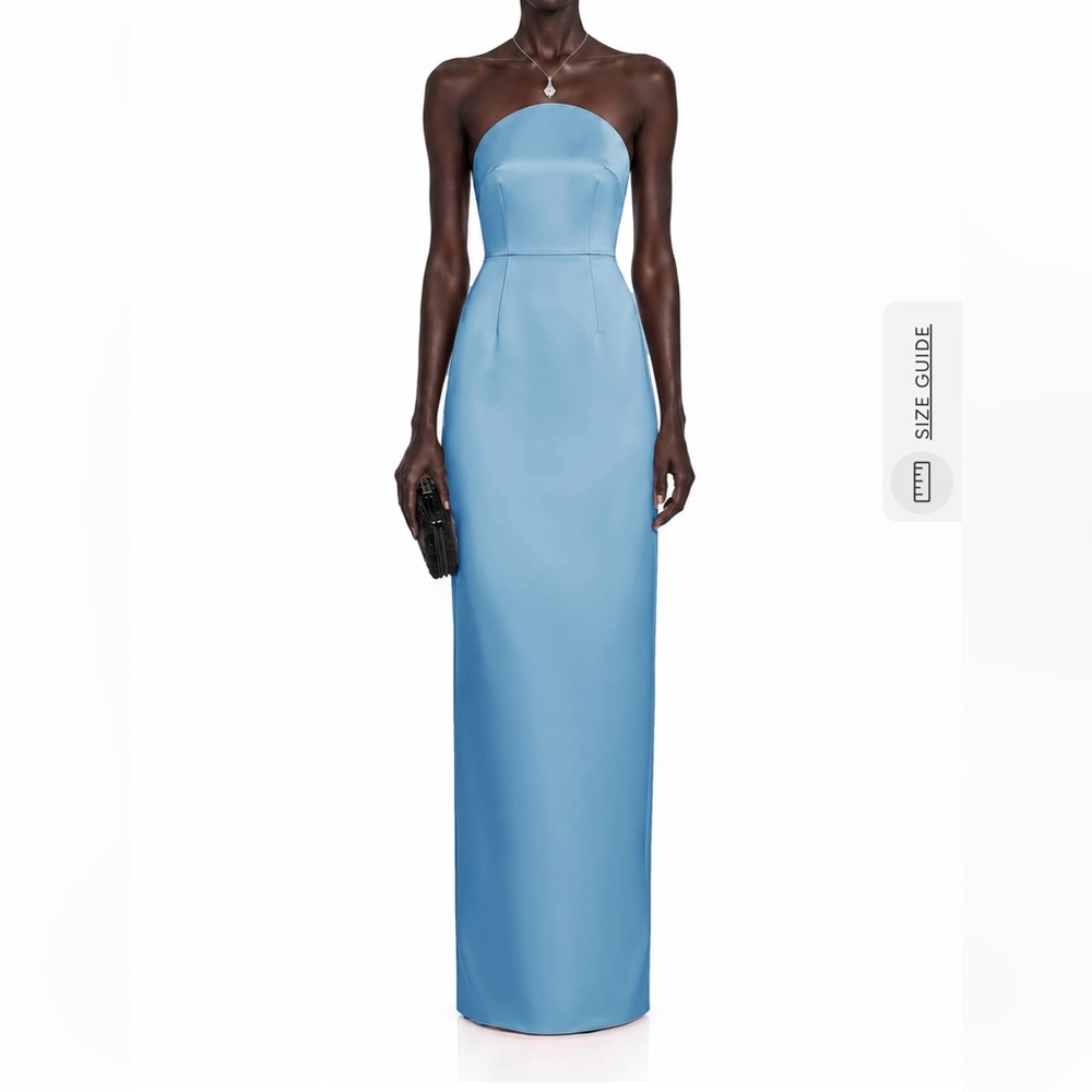 Strapless Light Blue Column Evening Dress
